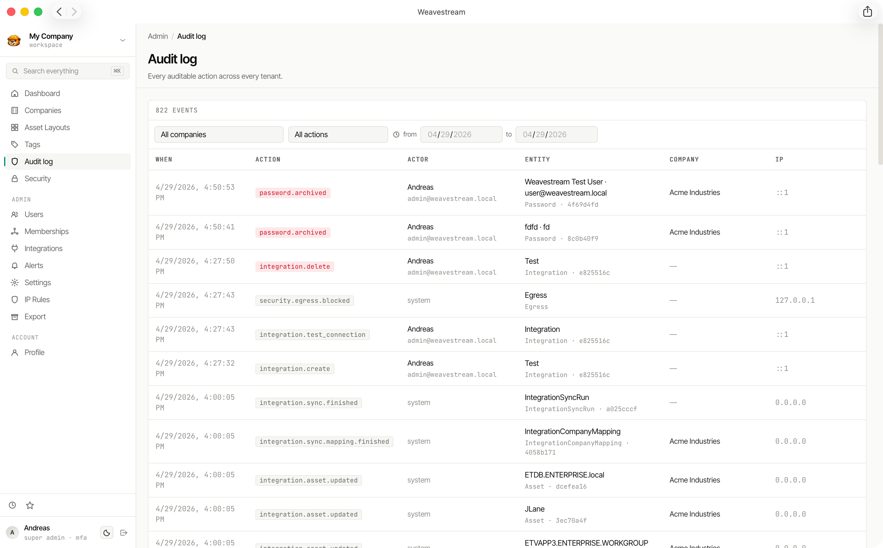 Audit Log